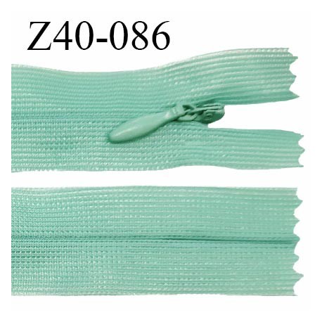 Fermeture zip 40 cm non séparable couleur vert opaline zip glissière nylon invisible prix à l'unité