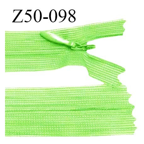 Fermeture zip 50 cm non séparable couleur vert pomme zip glissière nylon invisible prix à l'unité