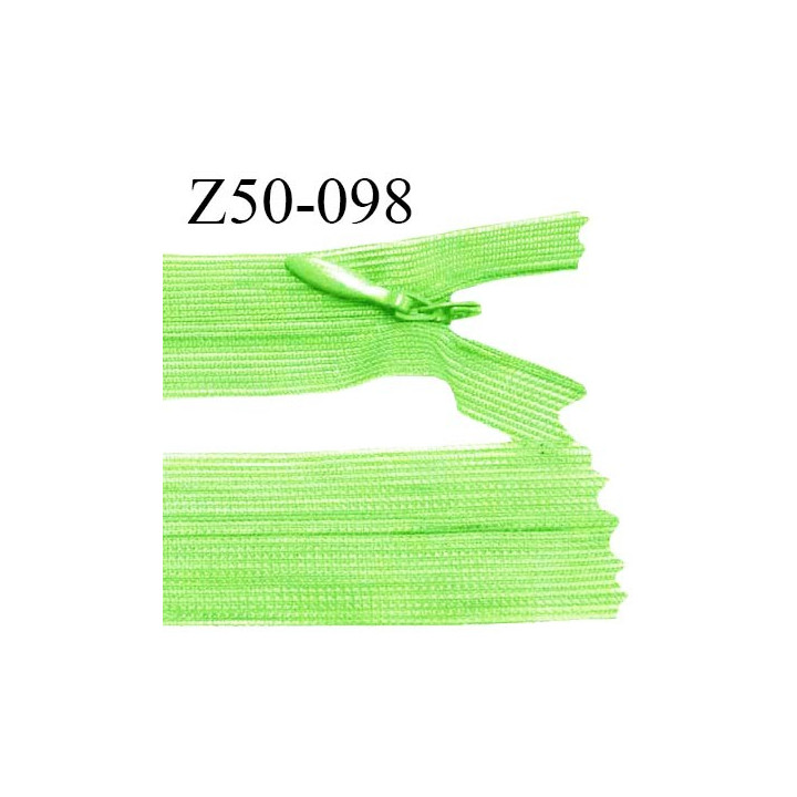 Fermeture zip 50 cm non séparable couleur vert pomme zip glissière nylon invisible prix à l'unité