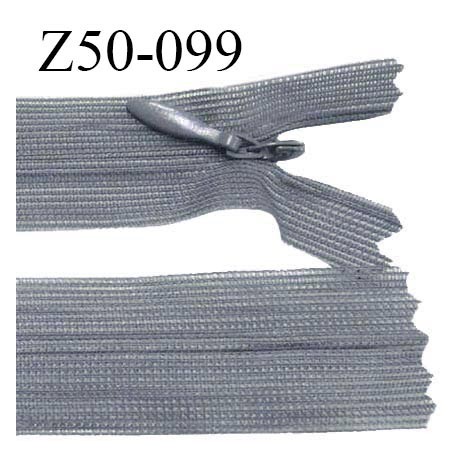 Fermeture zip 50 cm non séparable couleur gris zip glissière nylon invisible prix à l'unité