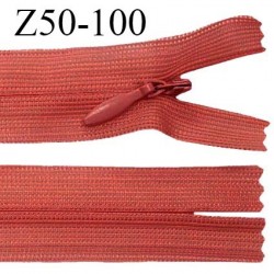 Fermeture zip 50 cm non séparable couleur terracotta zip glissière nylon invisible prix à l'unité