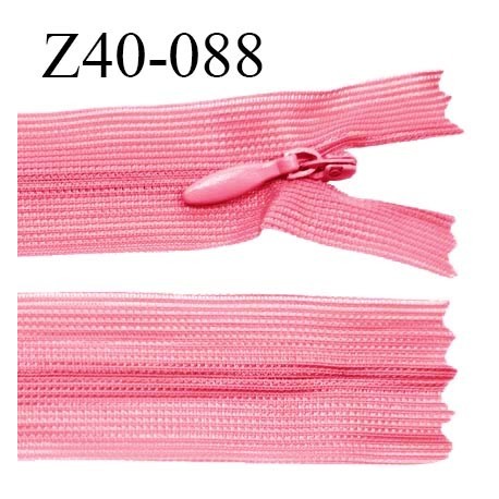 Fermeture zip 40 cm non séparable couleur rose zip glissière nylon invisible prix à l'unité