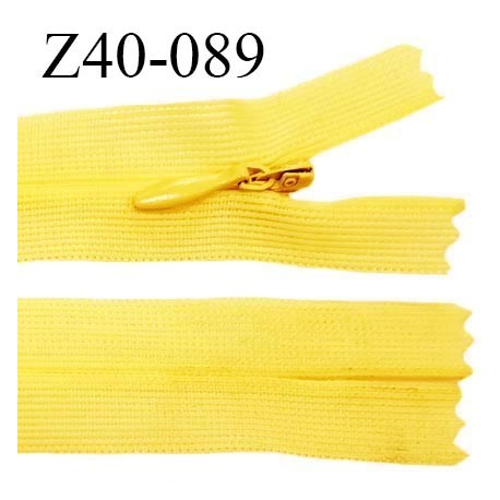 Fermeture zip 40 cm non séparable couleur jaune zip glissière nylon invisible prix à l'unité