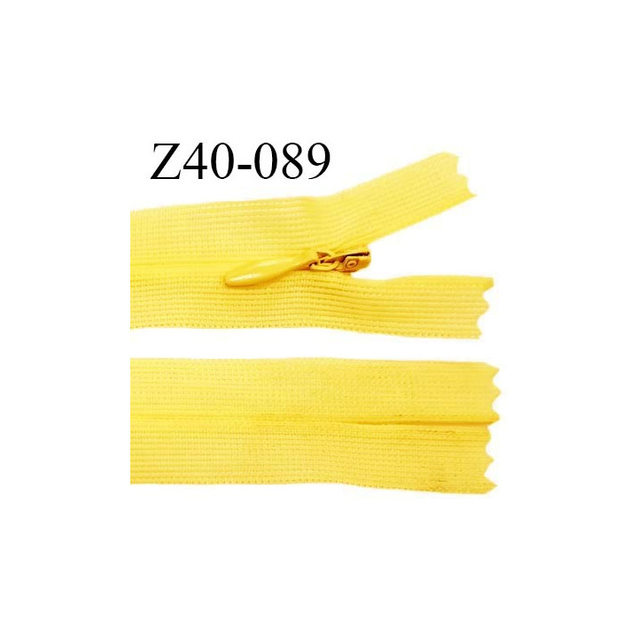 Fermeture zip 40 cm non séparable couleur jaune zip glissière nylon invisible prix à l'unité