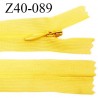 Fermeture zip 40 cm non séparable couleur jaune zip glissière nylon invisible prix à l'unité