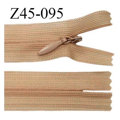 Fermeture zip 45 cm non séparable couleur caramel zip glissière nylon invisible prix à l'unité