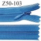 Fermeture zip 50 cm non séparable couleur bleu zip glissière nylon invisible prix à l'unité