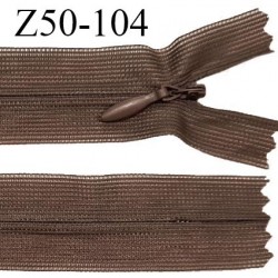 Fermeture zip 50 cm non séparable couleur marron zip glissière nylon invisible prix à l'unité