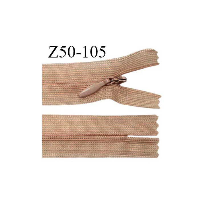 Fermeture zip 50 cm non séparable couleur beige zip glissière nylon invisible prix à l'unité