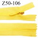 Fermeture zip 50 cm non séparable couleur jaune zip glissière nylon invisible prix à l'unité