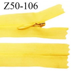 Fermeture zip 50 cm non séparable couleur jaune zip glissière nylon invisible prix à l'unité