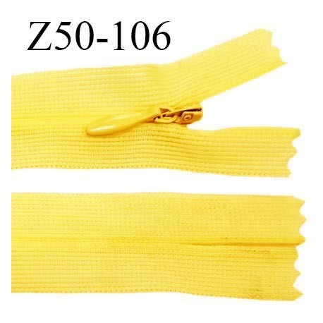 Fermeture zip 50 cm non séparable couleur jaune zip glissière nylon invisible prix à l'unité