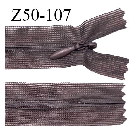 Fermeture zip 50 cm non séparable couleur taupe zip glissière nylon invisible prix à l'unité
