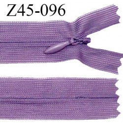 Fermeture zip 45 cm non séparable couleur parme zip glissière nylon invisible prix à l'unité