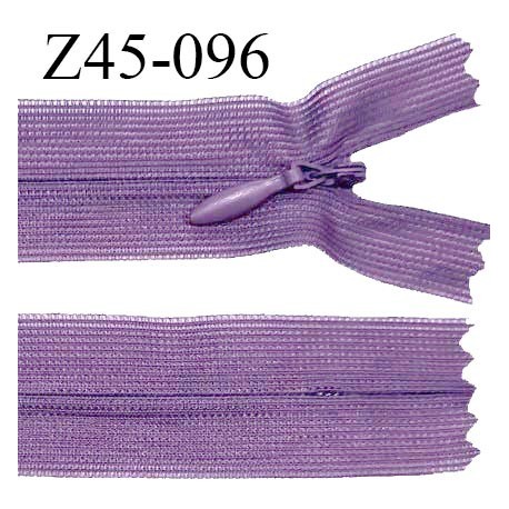 Fermeture zip 45 cm non séparable couleur parme zip glissière nylon invisible prix à l'unité