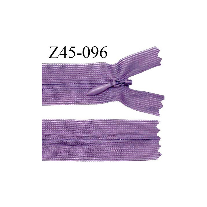 Fermeture zip 45 cm non séparable couleur parme zip glissière nylon invisible prix à l'unité