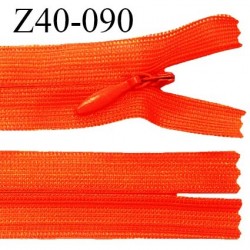 Fermeture zip 40 cm non séparable couleur orange zip glissière nylon invisible prix à l'unité