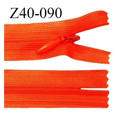 Fermeture zip 40 cm non séparable couleur orange zip glissière nylon invisible prix à l'unité