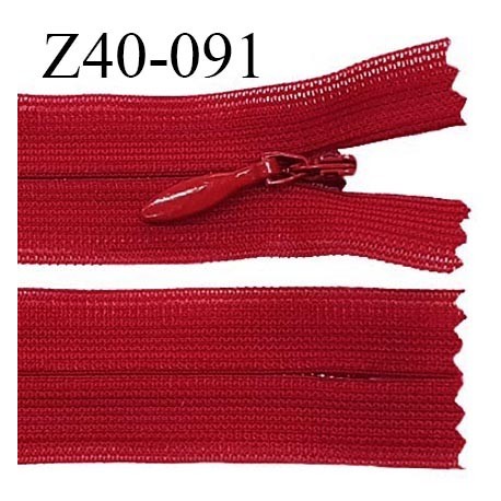 Fermeture zip 40 cm non séparable couleur rouge bordeaux zip glissière nylon invisible prix à l'unité