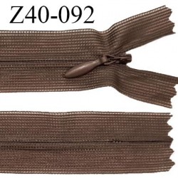 Fermeture zip 40 cm non séparable couleur marron zip glissière nylon invisible prix à l'unité