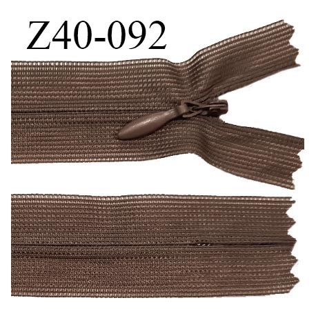 Fermeture zip 40 cm non séparable couleur marron zip glissière nylon invisible prix à l'unité