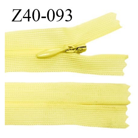 Fermeture zip 40 cm non séparable couleur jaune citron zip glissière nylon invisible prix à l'unité
