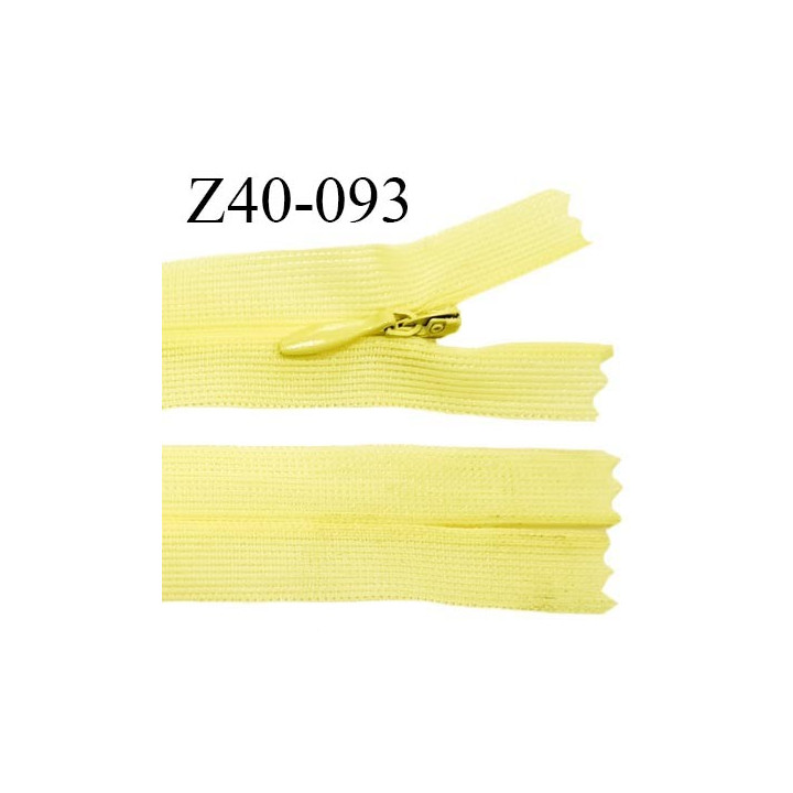 Fermeture zip 40 cm non séparable couleur jaune citron zip glissière nylon invisible prix à l'unité