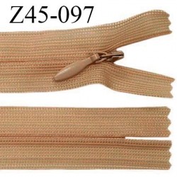 Fermeture zip 45 cm non séparable couleur marron clair zip glissière nylon invisible prix à l'unité