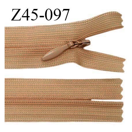 Fermeture zip 45 cm non séparable couleur marron clair zip glissière nylon invisible prix à l'unité