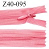 Fermeture zip 40 cm non séparable couleur rose zip glissière nylon invisible prix à l'unité