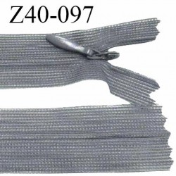 Fermeture zip 40 cm non séparable couleur gris zip glissière nylon invisible prix à l'unité
