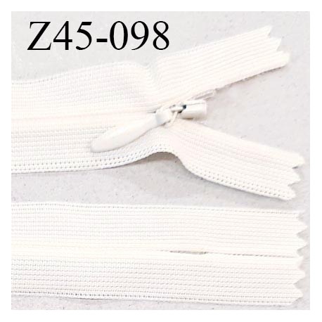 Fermeture zip 45 cm non séparable couleur blanc zip glissière nylon invisible prix à l'unité