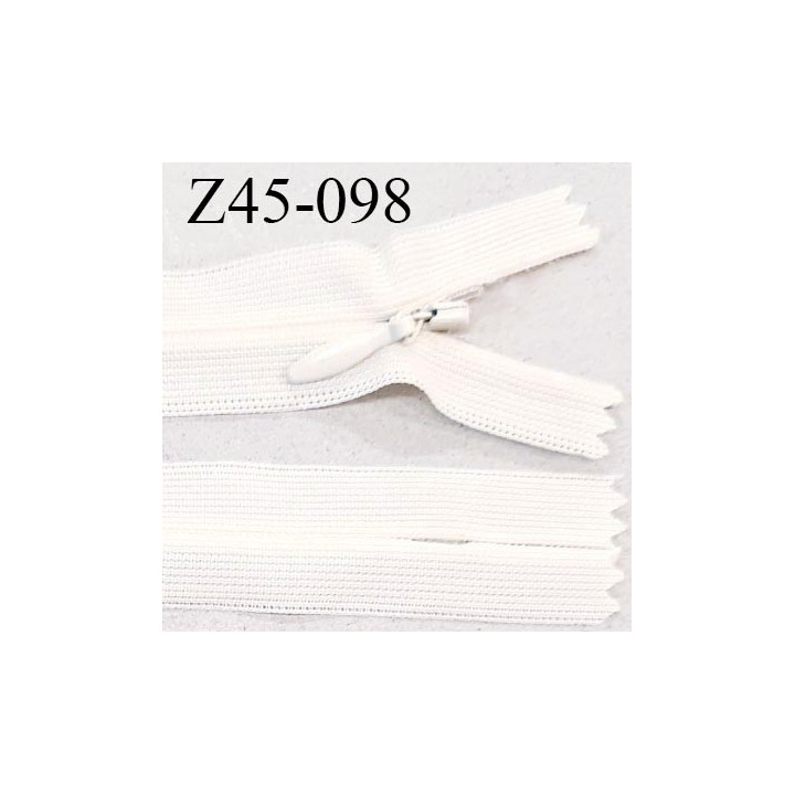 Fermeture zip 45 cm non séparable couleur blanc zip glissière nylon invisible prix à l'unité