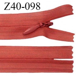 Fermeture zip 40 cm non séparable couleur terracotta zip glissière nylon invisible prix à l'unité