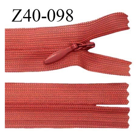 Fermeture zip 40 cm non séparable couleur terracotta zip glissière nylon invisible prix à l'unité