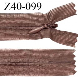 Fermeture zip 40 cm non séparable couleur marron clair zip glissière nylon invisible prix à l'unité