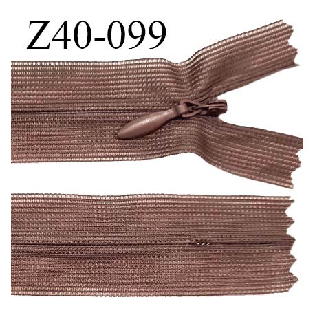 Fermeture zip 40 cm non séparable couleur marron clair zip glissière nylon invisible prix à l'unité