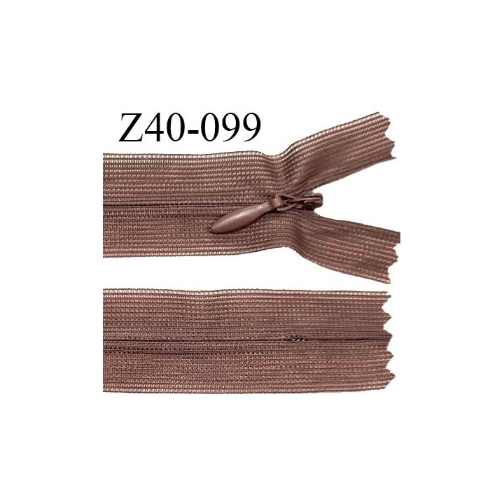 Fermeture zip 40 cm non séparable couleur marron clair zip glissière nylon invisible prix à l'unité