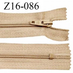 Fermeture zip 16 cm non séparable couleur beige zip glissière nylon invisible prix à l'unité