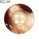 Bouton 22 mm couleur marron et beige marbré 4 trous diamètre 22 mm épaisseur 4 mm prix à l'unité