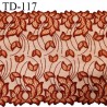 Dentelle 22 cm lycra brodée très haut de gamme largeur 22 cm couleur rouille fabriqué en France bandes jacquard prix pour 10 cm