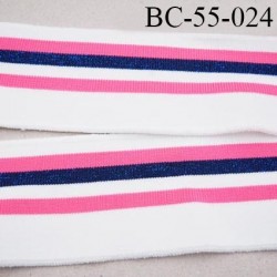 Bord-Côte 55 mm bord cote jersey maille synthétique couleur naturel rose et bleu marine pailleté prix à la pièce