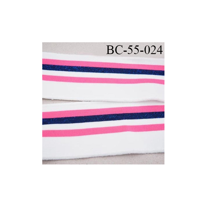 Bord-Côte 55 mm bord cote jersey maille synthétique couleur naturel rose et bleu marine pailleté prix à la pièce