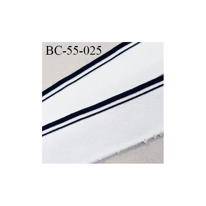 Bord-Côte 55 mm bord cote jersey maille synthétique couleur naturel et bleu marine pailleté prix à la pièce