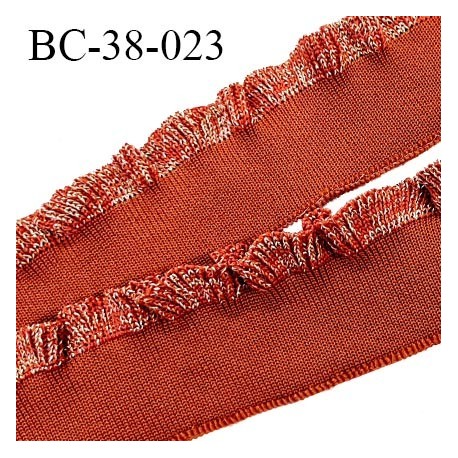 Bord-Côte 38 mm bord cote jersey maille synthétique couleur rouille et doré largeur 3.8 cm longueur 100 cm prix à la pièce