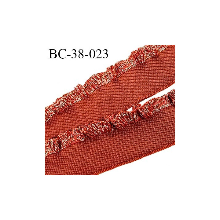 Bord-Côte 38 mm bord cote jersey maille synthétique couleur rouille et doré largeur 3.8 cm longueur 100 cm prix à la pièce