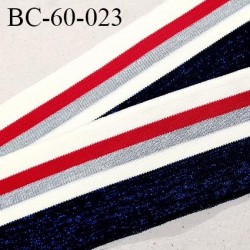Bord-Côte 60 mm bord cote jersey maille synthétique couleur naturel rouge argenté et bleu pailleté prix à la pièce