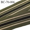 Bord-Côte 70 mm bord cote jersey maille synthétique couleur vert kaki et doré largeur 70 cm longueur 100 cm prix à la pièce