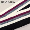 Bord-Côte 55 mm bord cote jersey maille synthétique couleur naturel violet argenté et noir pailleté prix à la pièce