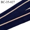 Bord-Côte 35 mm bord cote jersey maille synthétique couleur bleu marine et doré largeur 3.5 cm longueur 100 cm prix à la pièce